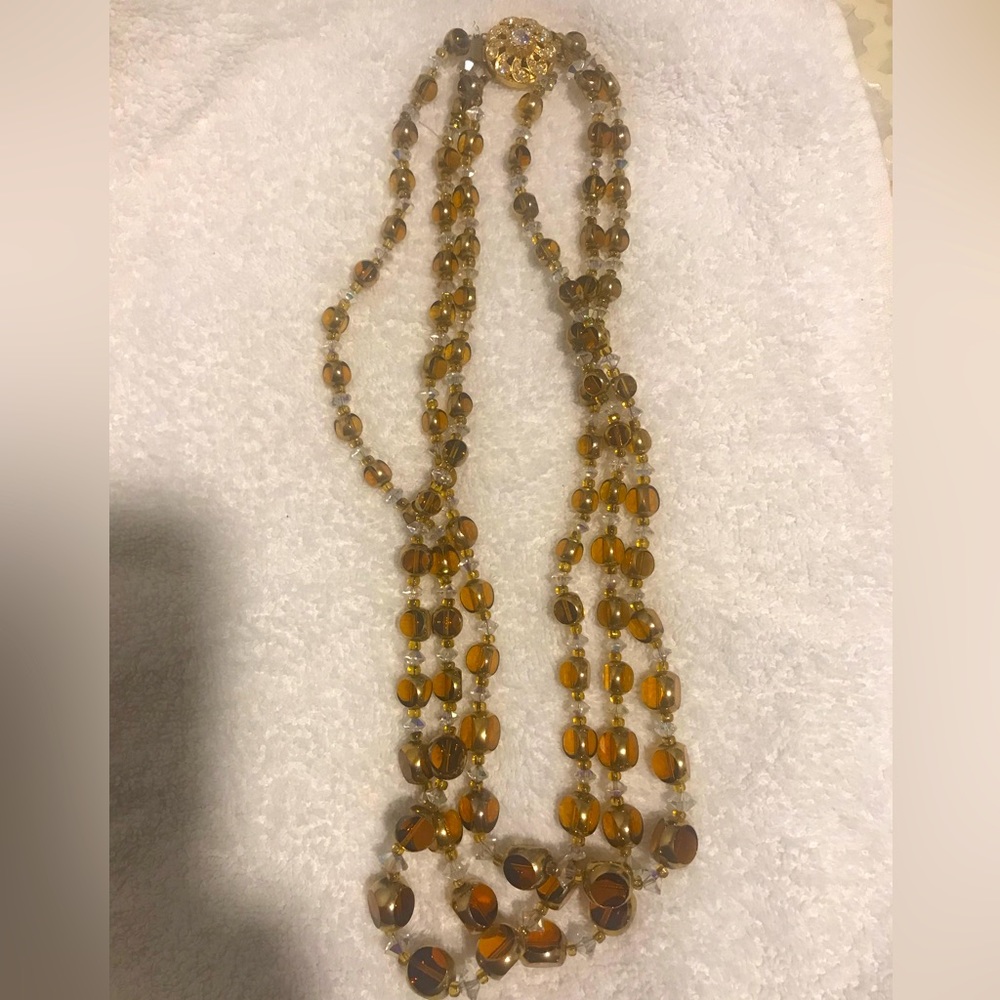 Vintage three strand necklace with beautiful clasp